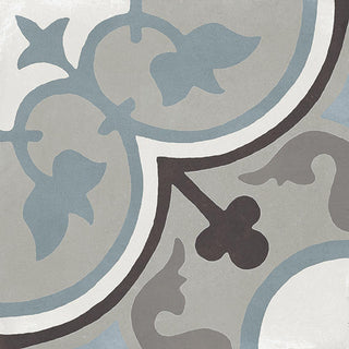 Dusty Blue - 8x8 D_segni Color Scroll Vine Patterned Solid-Color Matte Smooth Porcelain Tile