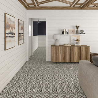 Gray Brown - 8x8 Quartetto Clover Diamond Patterned Concrete-Look Matte Natural Porcelain Tile