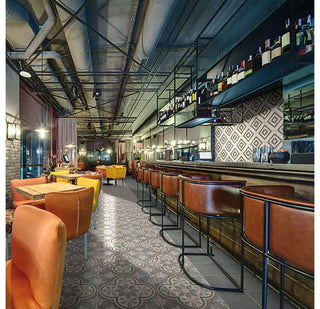 Gray Ivory - 8x8 Quartetto Diagonal Rhombus Linear Patterned Concrete-Look Matte Natural Porcelain Tile