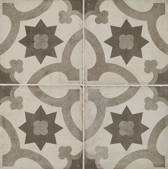 8x8 Quartetto Star Arabesque Patterned Concrete-Look Matte Natural Porcelain Tile Sand Taupe