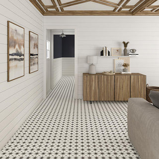 Black White - 8x8 D_segni Lattice Patterned Solid-Color Matte Smooth Porcelain Tile