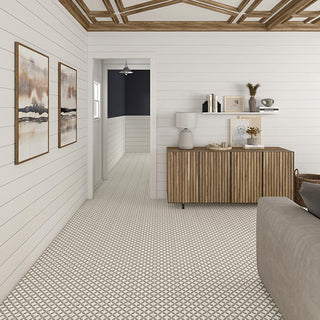 Light Brown - 8x8 D_segni Petal Floral Ellipse Oval Patterned Solid-Color Matte Smooth Porcelain Tile