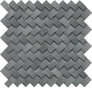Charcoal Black - 12x12 Stone A La Mod Basketweave 3D-Geometric Mosaic Stone-Look Honed Smooth Stone Tile