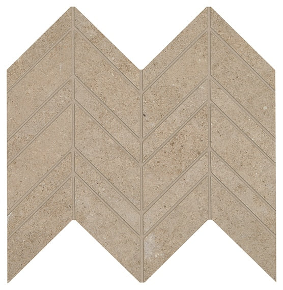 12x13 Modern Formation Chevron Patterned Stone-Look Matte Smooth Porcelain Tile Beige