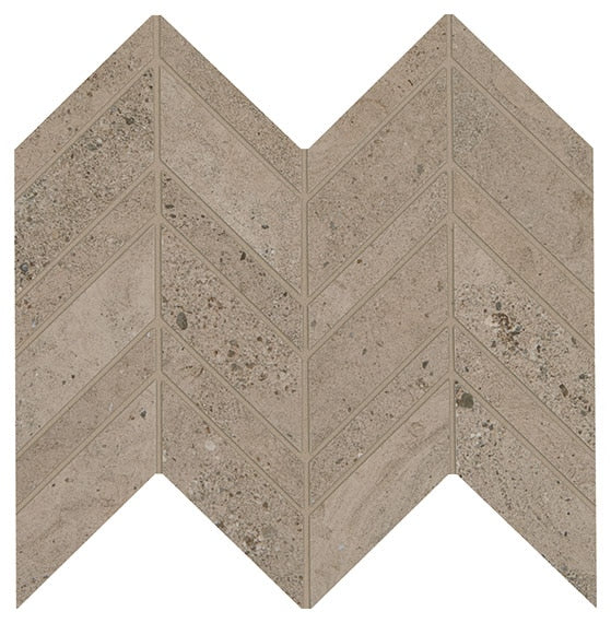 12x13 Modern Formation Chevron Patterned Stone-Look Matte Smooth Porcelain Tile Brown Gray