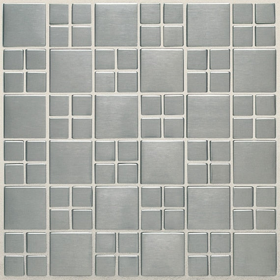 12x12 Metallica Grid Mosaic Metallic-Look Satin Smooth Metal Tile Silver Gray