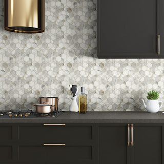 Marble Gray - 14x11 Sublimity Hexagon Rhomboid Mosaic Natural-Look Honed Natural Marble Tile