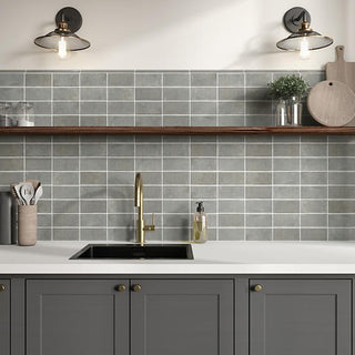 Stone Gray - 3x6 Mesmerist Natural Solid-Color Glossy Undulated Ceramic Tile