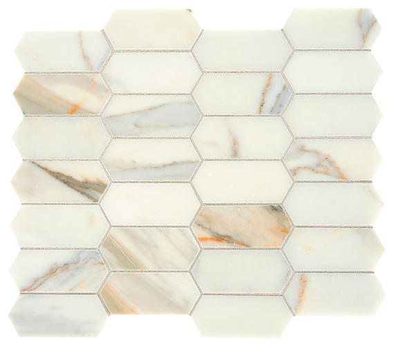 2x4 Marble Hexagon Mosaic Stone-Look Honed Smooth Marble Tile Gold Cream