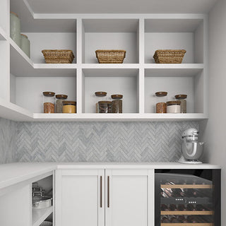 Slate Gray - 11x7 Fonte Herringbone Mosaic Marble-Look Honed Natural Marble Tile