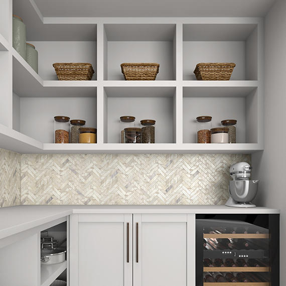 12x12 Sublimity Herringbone Mosaic Marble-Look Honed Natural Marble Tile Ivory Marble