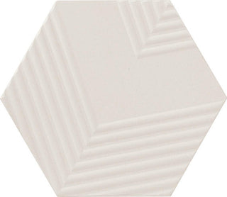 Off White - 4x4 Rhyme And Reason Hexagon Natural Solid-Color Matte Rippled Ceramic Tile