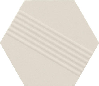 Soft Beige - 4x4 Rhyme And Reason Hexagon Natural Solid-Color Matte Rippled Ceramic Tile