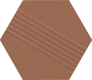 Orange Brown - 4x4 Rhyme And Reason Hexagon Natural Solid-Color Matte Rippled Ceramic Tile