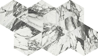 Storm Gray - 8x9 Divinium Hexagon Natural Marble-Look Matte Smooth Porcelain Tile