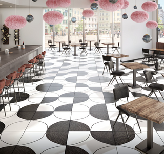 Cream Black - 24x24 Human Ellipse Oval Mixed-Color Matte Smooth Porcelain Tile