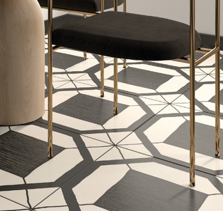 Charcoal Cream - 24x24 Human Octagon Mixed-Color Matte Smooth Porcelain Tile
