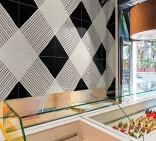 Black White - 24x24 Human Linear Square Mixed-Color Matte Smooth Porcelain Tile