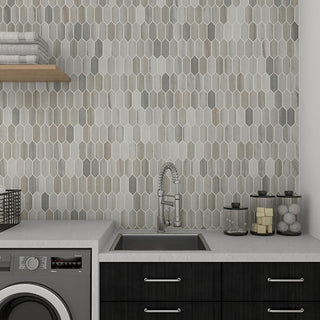 Beige Drift - 12x13 Marble Attache Hexagon Mosaic Marble-Look Matte Smooth Porcelain Tile