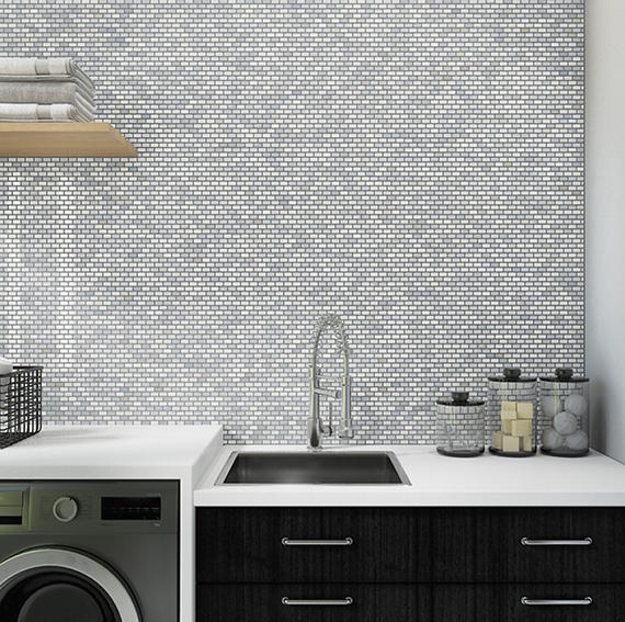 12x18 Perfit Mosaix Subway Pattern Mosaic Marble-Look Polished Smooth Stone Tile