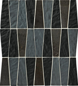 Dark Gray - 11x12 Regal Pendant Trapezoid Mosaic Mixed-Material Look Glossy Smooth Quartzite Tile