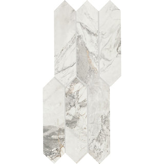 Silver White - 3x12 Divinium Picket Natural Marble-Look Glossy Smooth Porcelain Tile