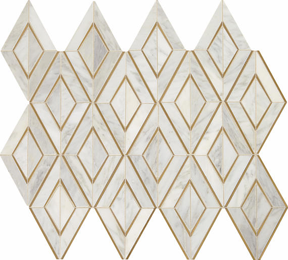 12x10 Lavaliere Diamond Framed Border Mosaic Mixed-Color Polished Natural Marble Tile