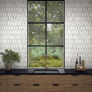 Marble White - 13x14 Eclessia Marble Leaf Mosaic Mixed-Color Polished Smooth Marble Tile