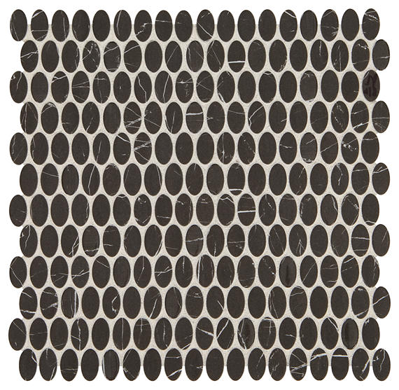 12x12 Statuette Oval Mosaic Marble-Look Matte Smooth Glass Tile