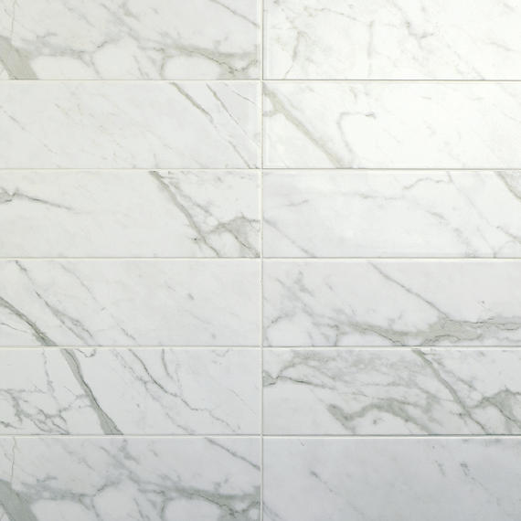 6x18 Platinum Natural Marble-Look Glossy Smooth Porcelain Tile