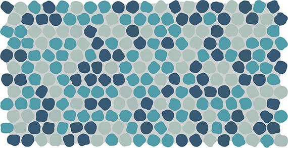 12x22 Keystones Organic Penny Round Dotted Mosaic Mixed-Color Matte Smooth Porcelain Tile