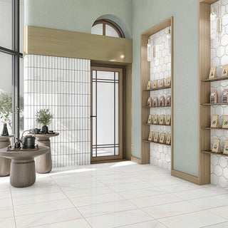 Soft White - 11x13 Eclessia Marble Circle Mosaic Natural-Look Polished Smooth Marble Tile