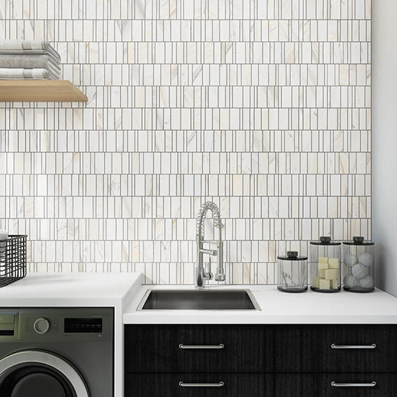 18x10 Perfit Mosaix Random Pattern Mosaic Marble-Look Honed Smooth Stone Tile