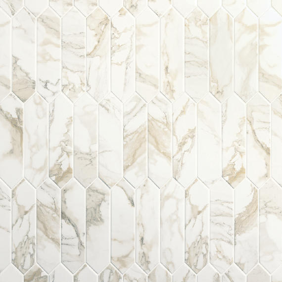 3x12 Divinium Picket Natural Marble-Look Glossy Smooth Porcelain Tile