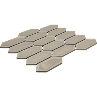 Warm Beige - 12x11 Luminique Picket Framed Mosaic Solid-Color Glossy Embossed Ceramic Tile