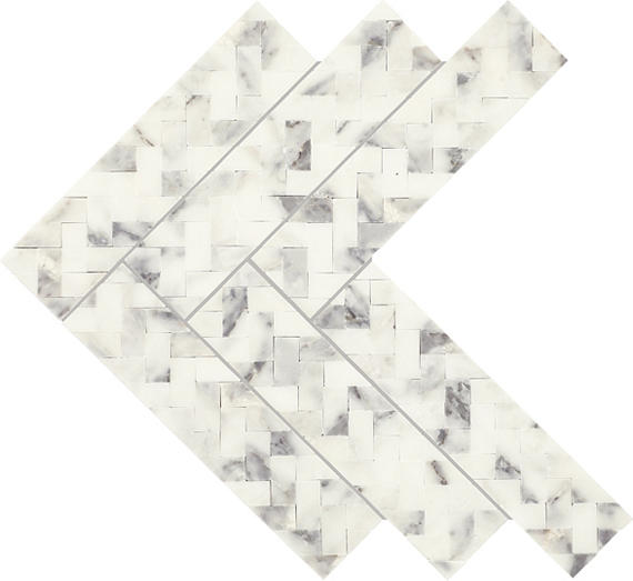 13x14 Eclessia Marble Herringbone Mosaic Natural-Look Polished Smooth Marble Tile