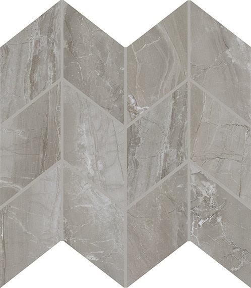 10x12 Famed Chevron Mosaic Marble-Look Polished Smooth Porcelain Tile