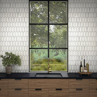 Frost Gray - 13x14 Eclessia Marble Leaf Mosaic Mixed-Color Polished Smooth Marble Tile