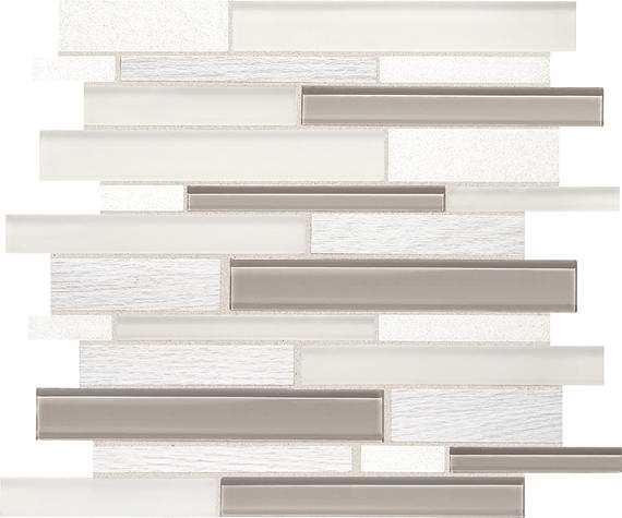 12x14 Idyllic Blends Random Pattern Linear Mosaic Mixed-Material Glossy Smooth Glass Tile