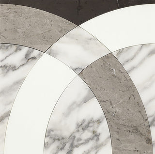 Marble White - 12x12 Eclessia Marble Ellipse Oval Arches Mosaic Mixed-Color Polished Smooth Marble Tile
