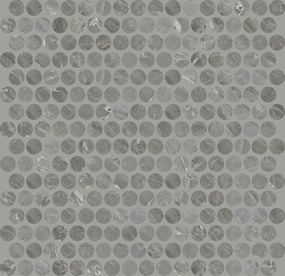 11x13 Famed Circle Penny Round Mosaic Marble-Look Polished Smooth Porcelain Tile