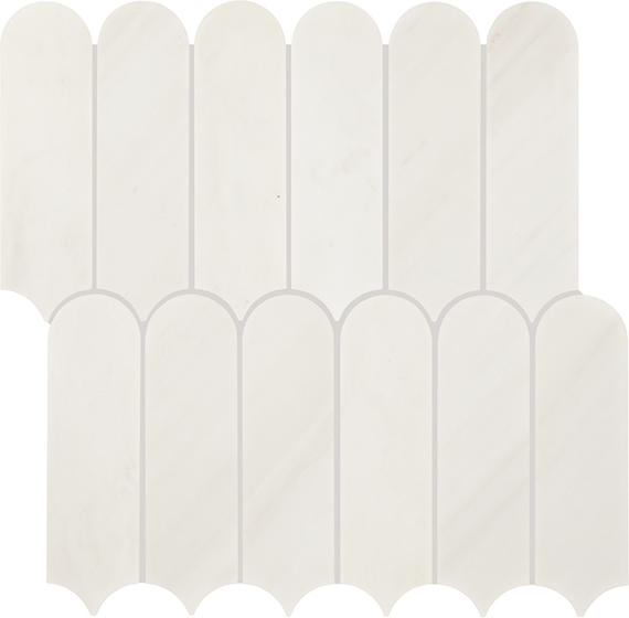 12x13 Eclessia Marble Scallop Fan Shell Mosaic Natural-Look Polished Smooth Marble Tile