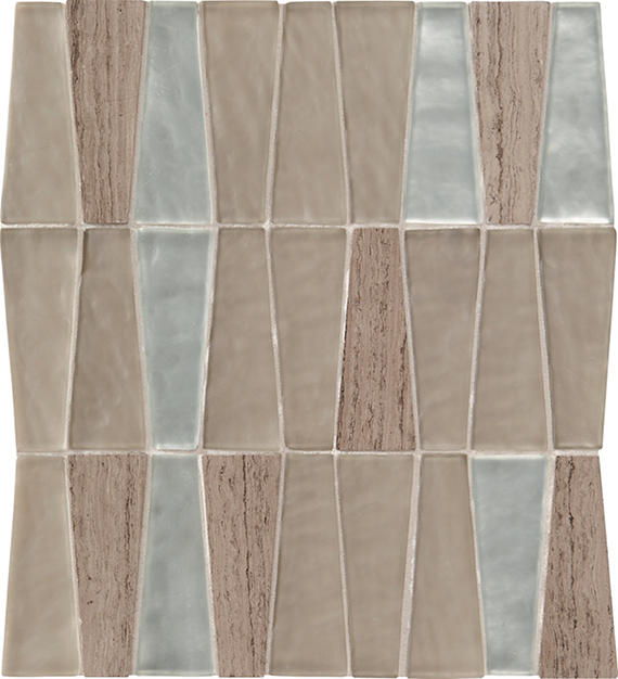 11x12 Regal Pendant Trapezoid Mosaic Mixed-Material Look Glossy Smooth Quartzite Tile