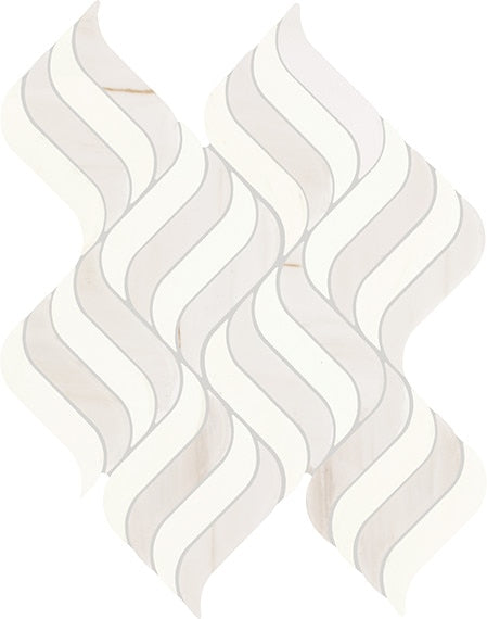 14x18 Eclessia Marble Wave Mosaic Mixed-Color Polished Smooth Marble Tile