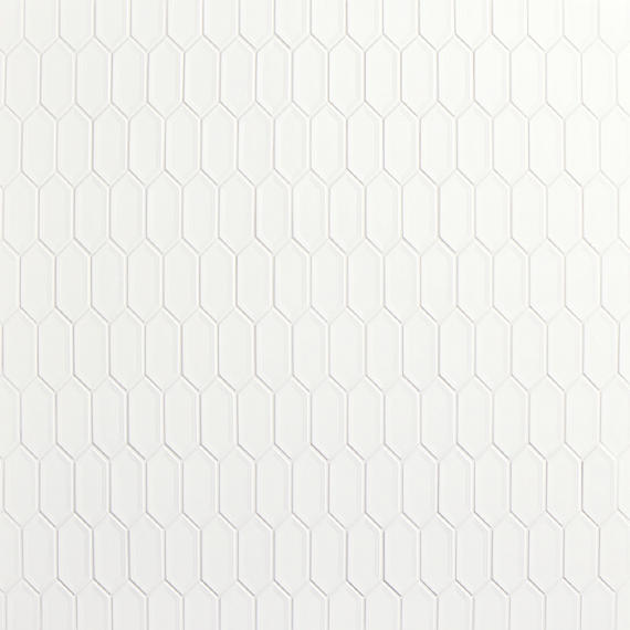 12x11 Luminique Picket Framed Mosaic Solid-Color Glossy Embossed Ceramic Tile