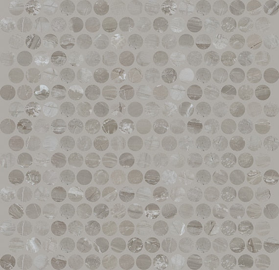 11x13 Famed Circle Penny Round Mosaic Marble-Look Polished Smooth Porcelain Tile