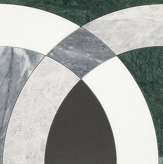 Frost Gray - 12x12 Eclessia Marble Ellipse Oval Arches Mosaic Mixed-Color Polished Smooth Marble Tile