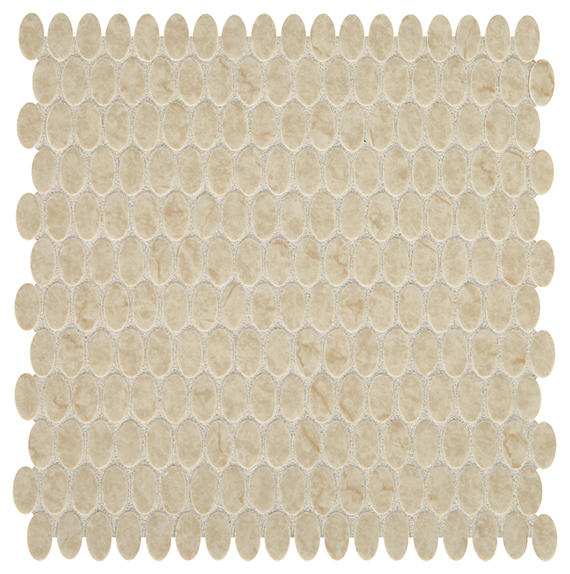 12x12 Statuette Oval Mosaic Marble-Look Matte Smooth Glass Tile