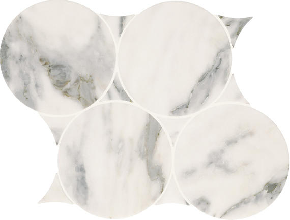 11x13 Eclessia Marble Circle Mosaic Natural-Look Polished Smooth Marble Tile