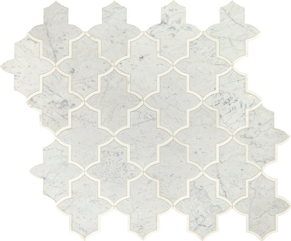 13x12 Lavaliere Moroccan Arabesque Mosaic Mixed-Color Polished Natural Marble Tile